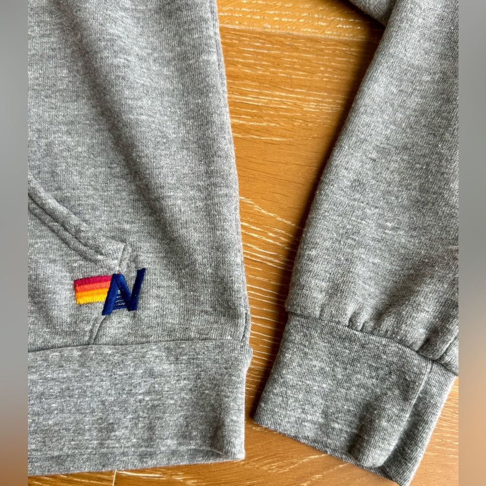 Aviator Nation Gray Hoodie with Rainbow Chest Stripes (M) - Picture 2 of 7